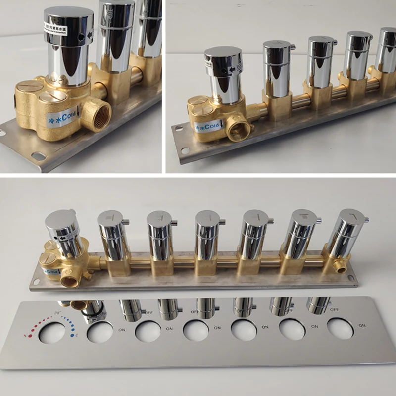 bathroom faucet thermostatic shower valve brass 456 functions chrome concealed mixer wall bath with embedded accessories tap free global shipping