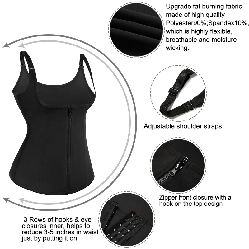 Корректирующее белье женское неопреновое корсет на молнии с регулируемыми