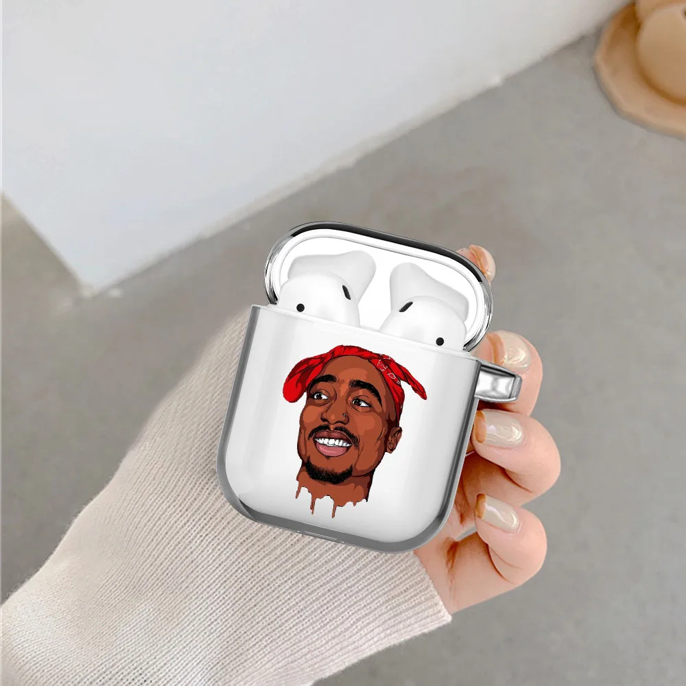 

Rapper 2Pac Makaveli Tupac Amaru Shakur Transparent Airpod Case for Apple Airpods 1 2 Cover Wireless bluetooth Earphone Coque