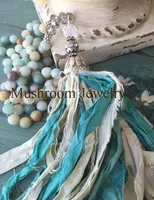 Bohemian Boho Ethnic Tassel Necklace Colorful Amazonite Bead Handmade Knotted Drop Stone P Nature Stone Long  Necklace for Women