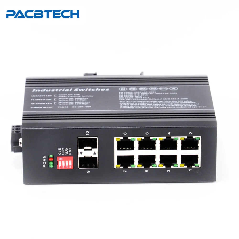 Промышленный волоконно-оптический коммутатор 1000 м 8 портов неуправляемый порт