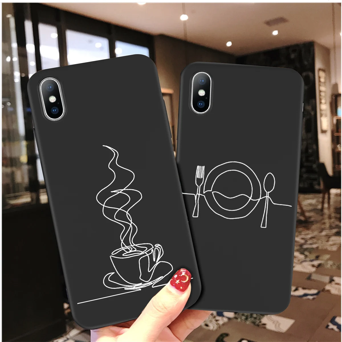 Чехол для телефона для iPhone X XR XS 11 Pro Max 6 6s 7 8 Plus, абстрактное искусство, пара, любовь, сердце, рисунок, мягкий ТПУ Черный чехол