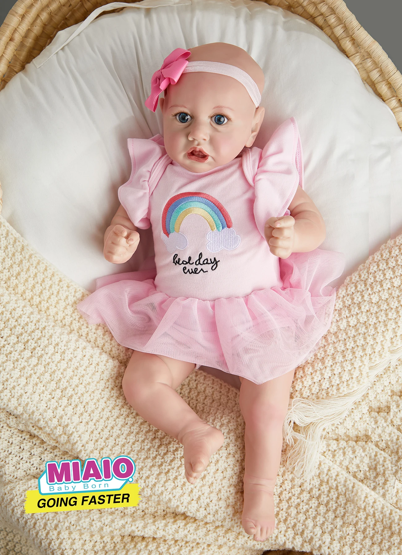 Miaio Reborn Baby Doll 22 Inches Lifelike Newborn Sweet Baby Girl Weighted Vinyl Reborn Baby Doll Gift Toy for Children
