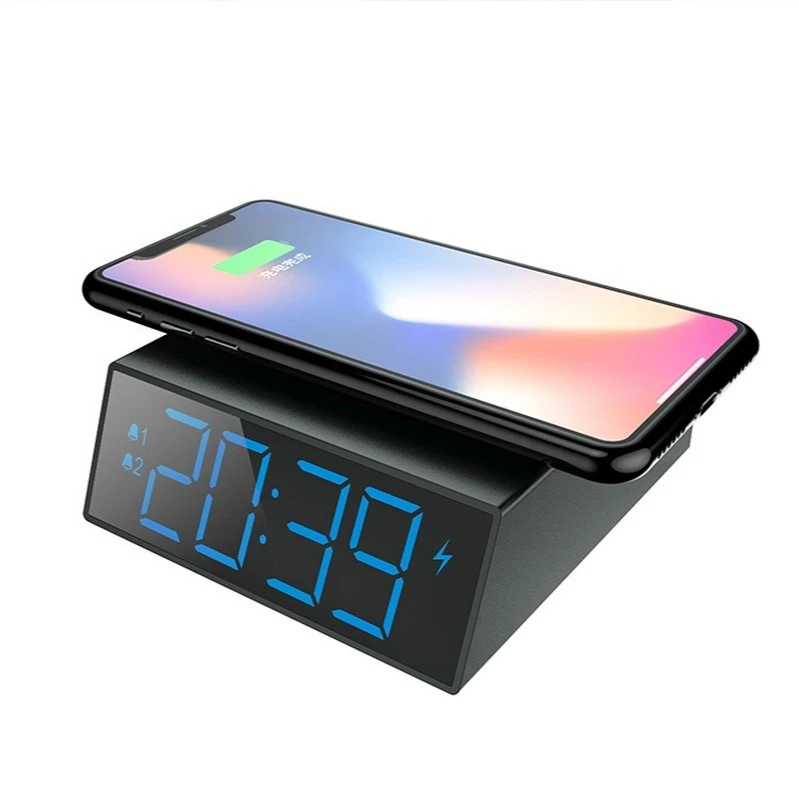 

Bedside Radio Alarm Clock with USB Charger, Bluetooth Speaker, QI Wireless Charging, Dual Alarm & Dimmable LED Display