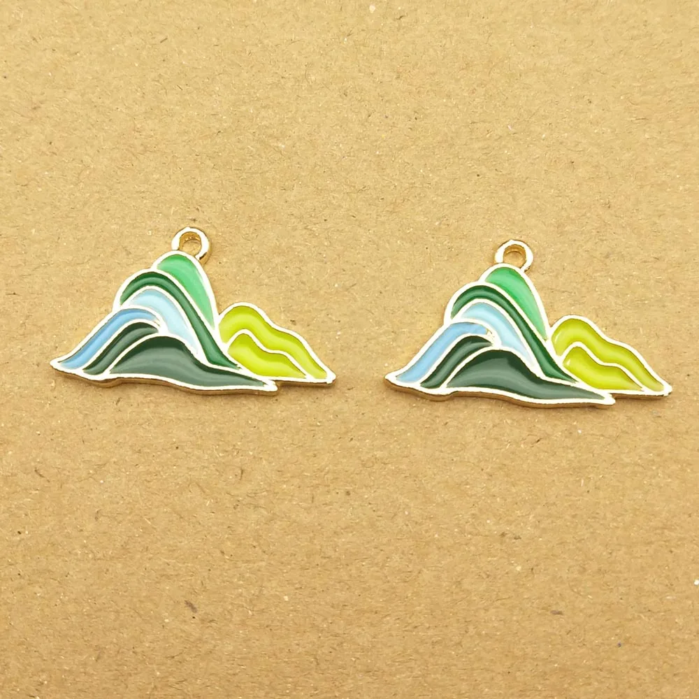 

10pcs 14x23mm enamel mountain charm for jewelry making and crafting fashion earring pendant bracelet necklace charms