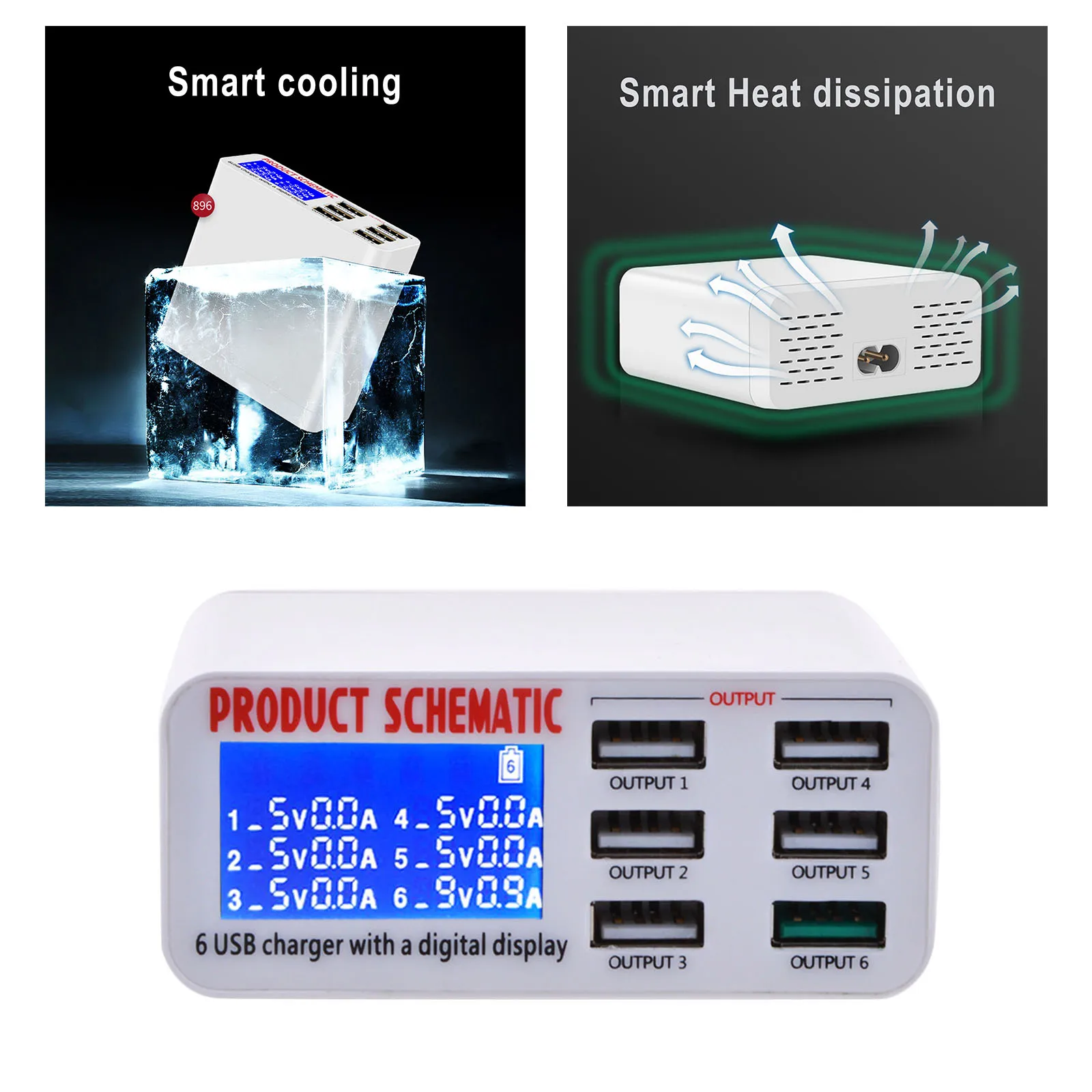 

6-Port USB Charger Quick Charge 3.0 Phone Charger QC3.0 Fast Charger US
