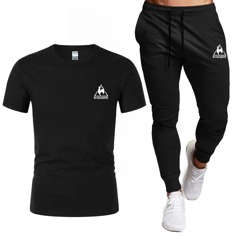 Мужской спортивный костюм из двух предметов Повседневная футболка и брюки с