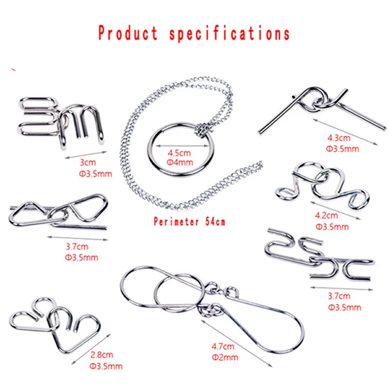 

18PCS/Set Metal Puzzle Mind Brain Teaser Magic Wire Puzzles Game Toys Solutio For Children Adults Kids