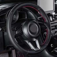 car steering wheel cover customized non slip black genuine leather for mazda 3 axela 2017 2018 mazda 6 atenza cx 3 cx 5 cx 9