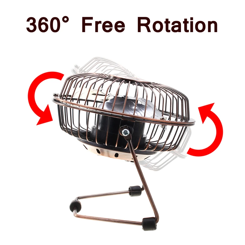 

4/6 Inch Bronze Retro USB Fan Iron Cooling Fan 5V Handy Small Student Desk Desktop Mini Fan