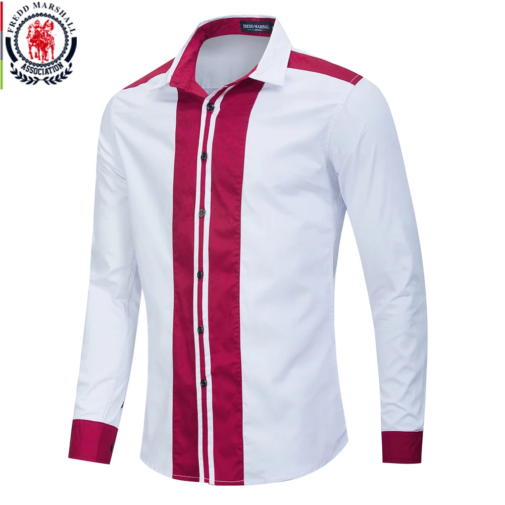 Мужская хлопковая рубашка в полоску с длинным рукавом стиле