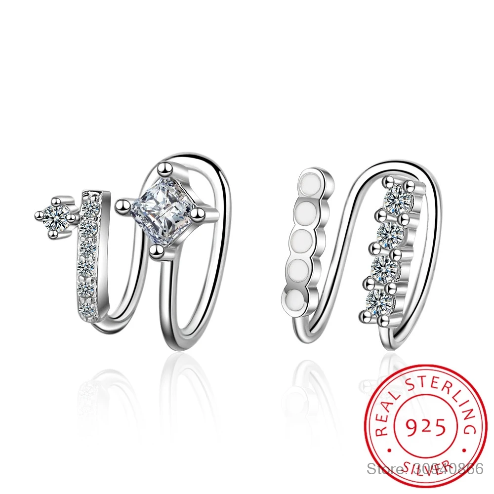 Микро-паве ЧР клип кафф в виде капель с кристаллами форме девуш 925 серебрянный no