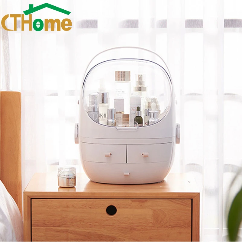 

CTHome Large Capacity Makeup Organizer Cosmetic Storage Box Portable Jewelry Container Dustproof Drawer Waterproof with Lid
