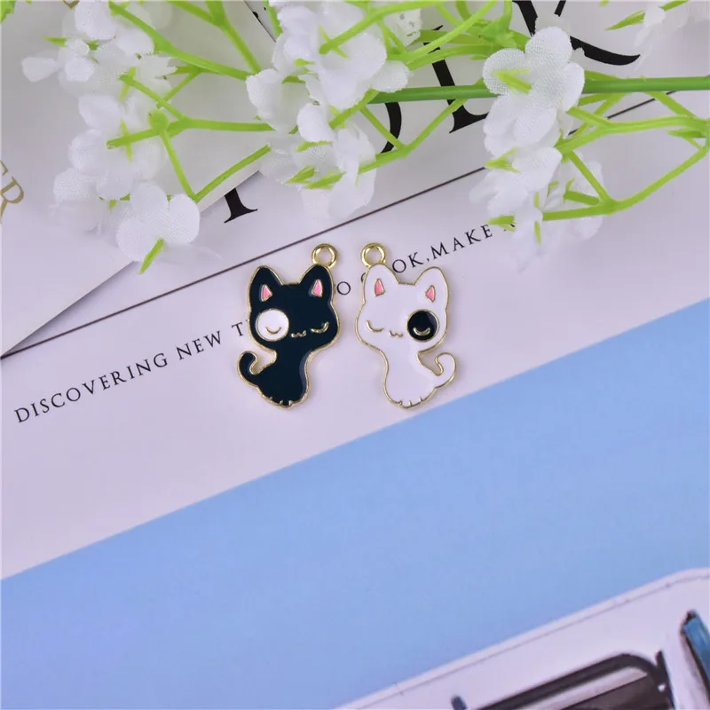 10 звёзд симпатичная черно-белая эмалированная металлическая подвеска в виде