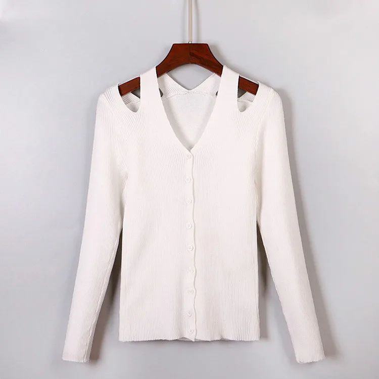 Женский вязаный свитер с открытыми плечами черная белая водолазка длинным