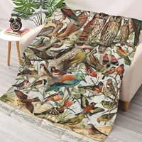 adolphe millot birds useful species 01 french vintage ornithology poster throw blanket sherpa blanket cover bedding soft