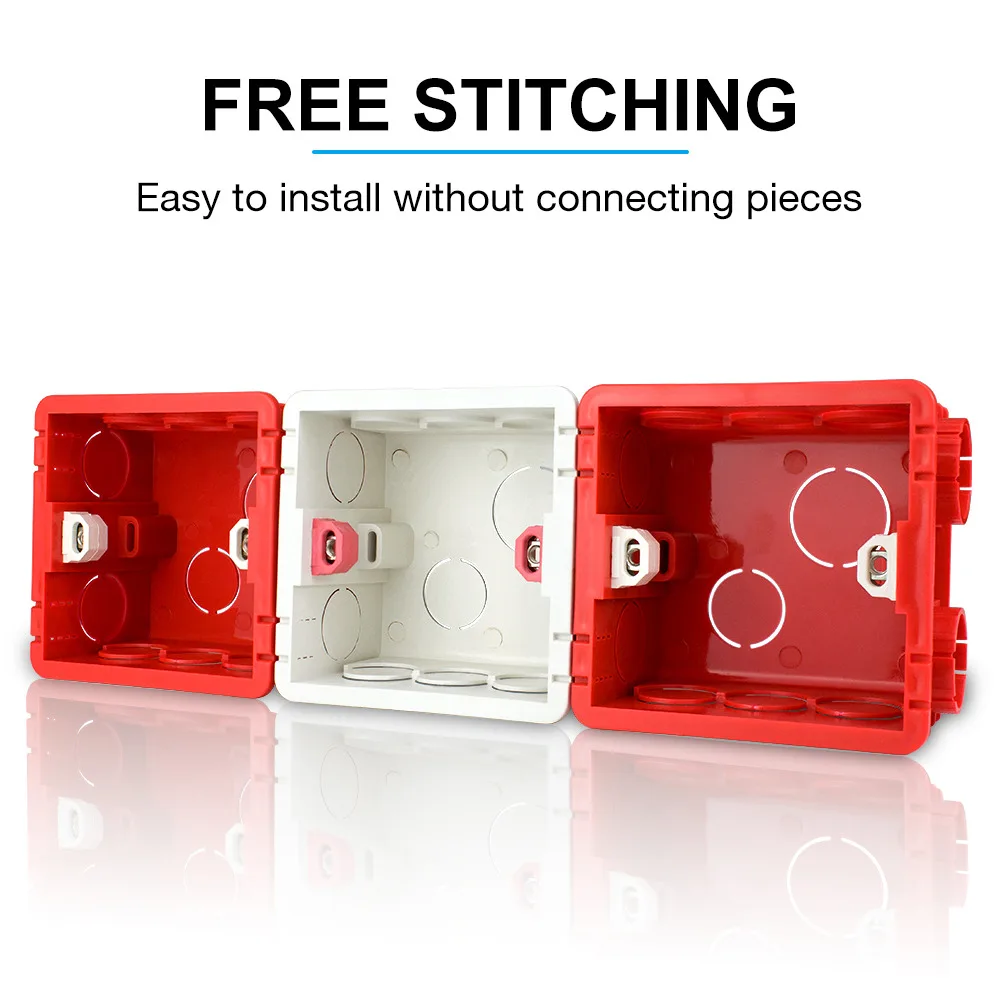 Монтажная коробка внутренняя кассета 86 мм * 85 50 белая красная проводов для типа