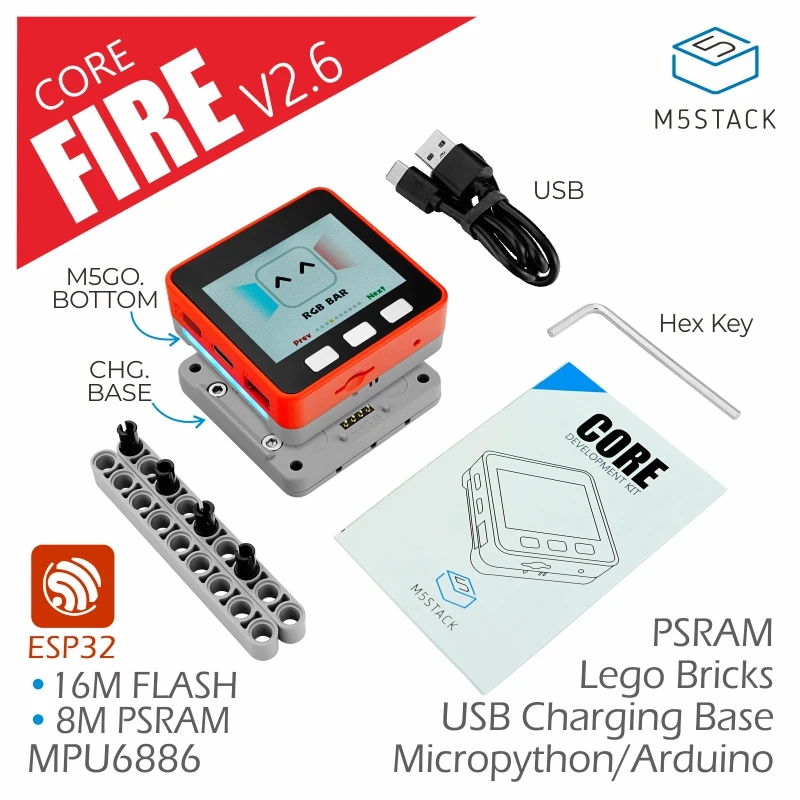

Набор для разработки M5Stack FIRE IoT (PSRAM) V2.6 8M PSRAM + 16M FLASH HD IPS панель дисплея