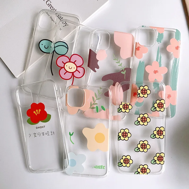 Простой милый корейский чехол для телефона с цветами iphone 11Pro Max 7 6 8 plus задняя