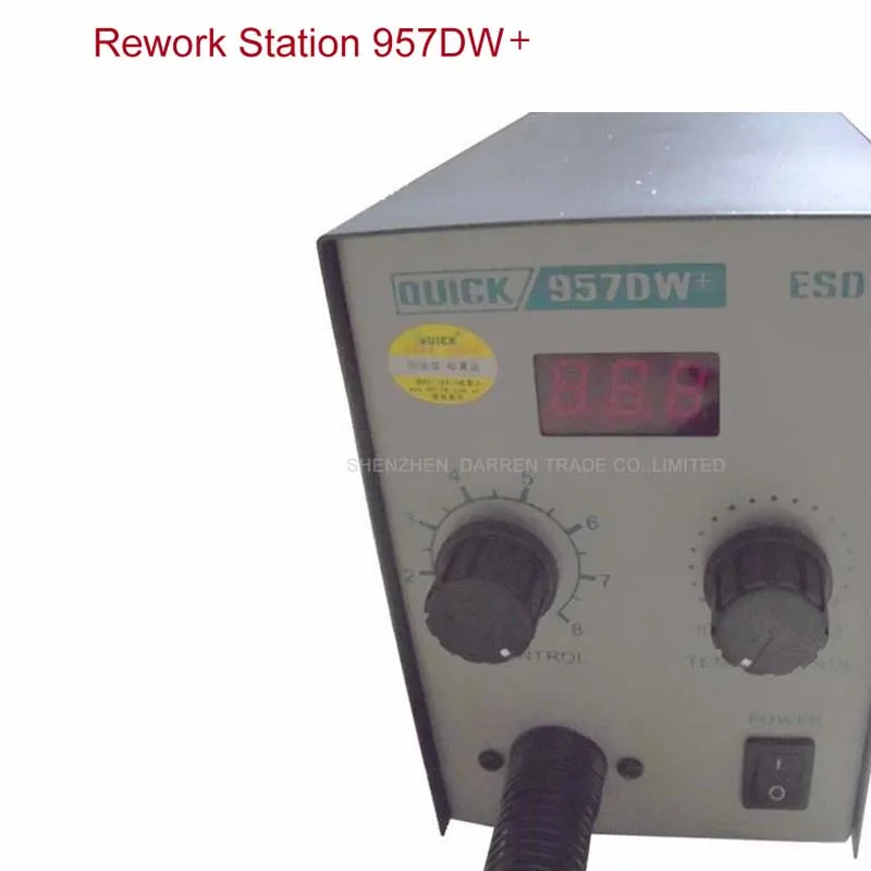 957DW + светодиодный дисплей Регулируемый тепловой фен с винтовым ветром 580 Вт SMD