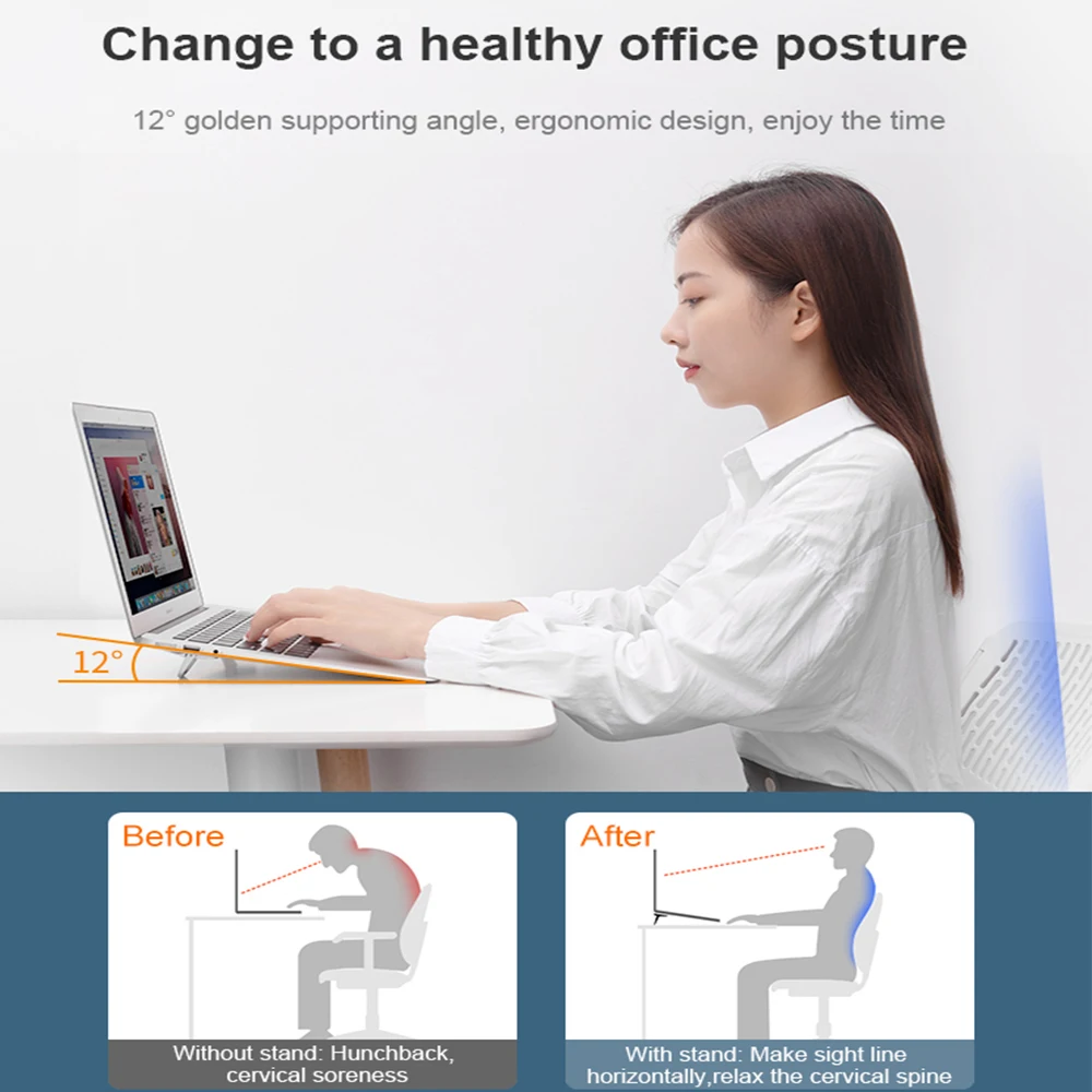 

ICREATIVE Aluminium Foldable Notebook Support Portable Laptop Stand Macbook Holder Adjustable Bracket Computer Accessories DELL