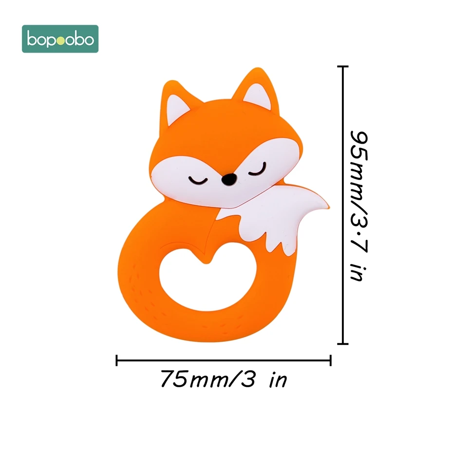 Bopoobo 1 шт., детский прорезыватель, соски, клипсы, подарок для ребенка, пищевые силиконовые грызуны, прорезыватель из бисера, BPA бесплатно, подарок для ребенка, игрушки, силиконовые бусины - Цвет: Orange Fox