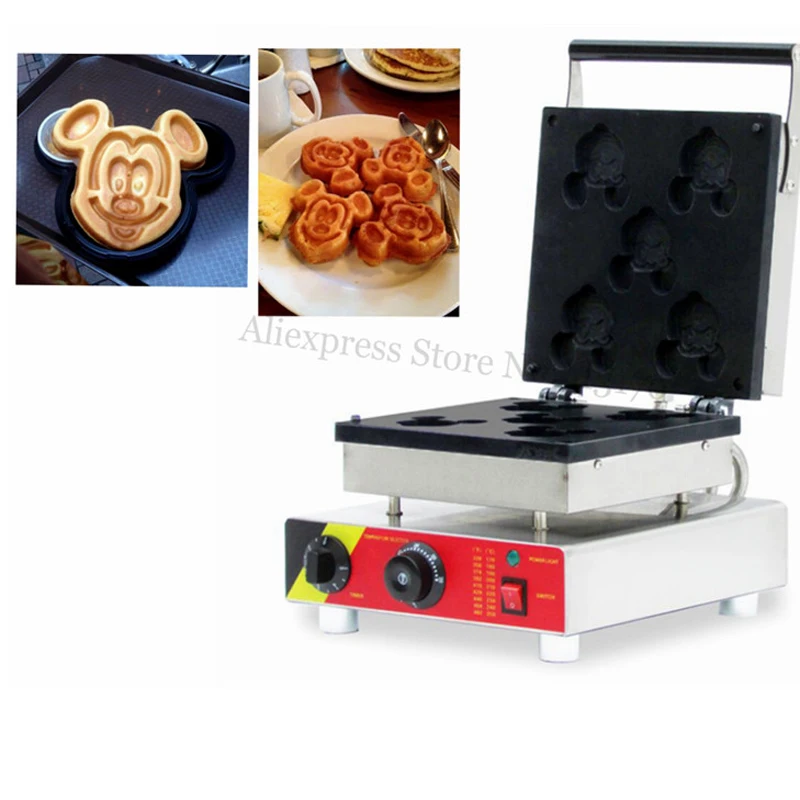 

220 В, 110 В, машина для изготовления вафель с мультяшным Микки, 5 шт. форм
