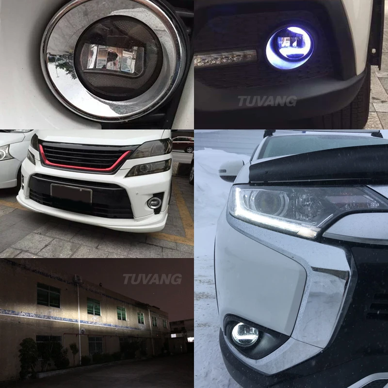 2x Универсальный авто передний бампер DRL COB Светодиодный Противотуманные лампы