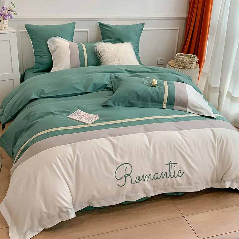 

Elegant Embroidery Bedding Set Duvet Cover Bedroom Comforter Bedding Set Nordic Luxury Roupa De Cama Home Textile DI50CT