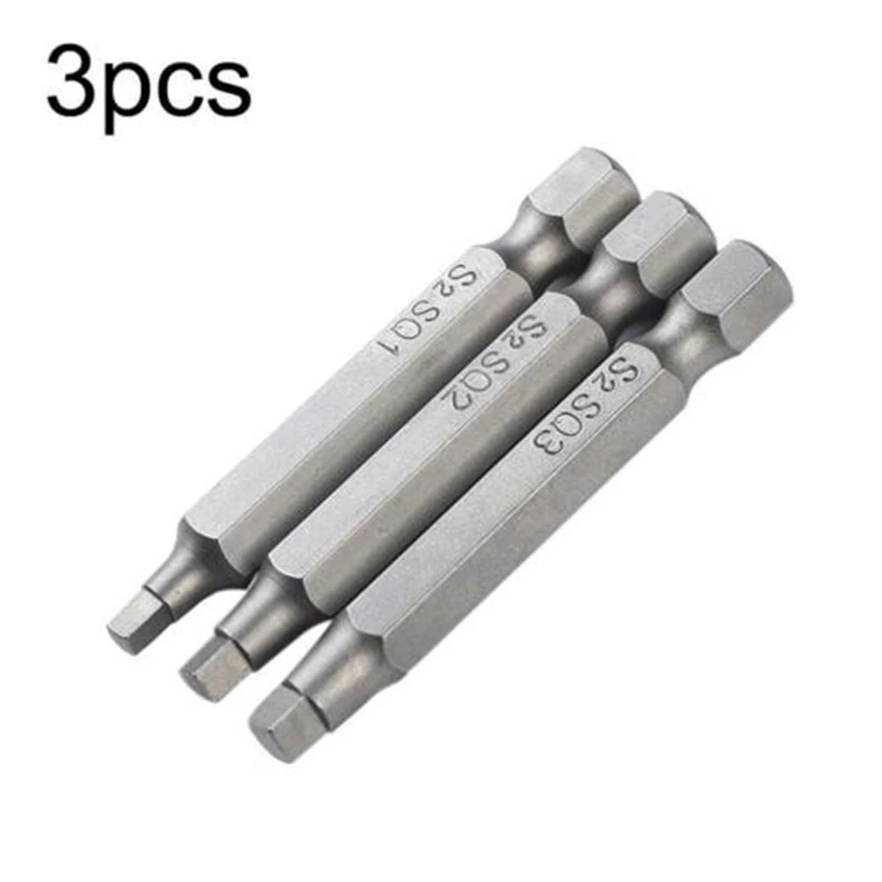 

3pcs 50mm 1/4 Inch Square Head Electric Screwdriver Head Screw Driver Bits Set SQ1 SQ2 SQ3 Screw Driver Bit Accessories