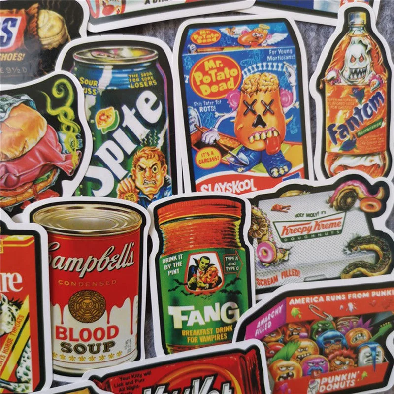 

10/50pcs Food Stickers For Laptop Aesthetic Cute Funny PVC Pasters On Notebook Phone Wall Luggage Box