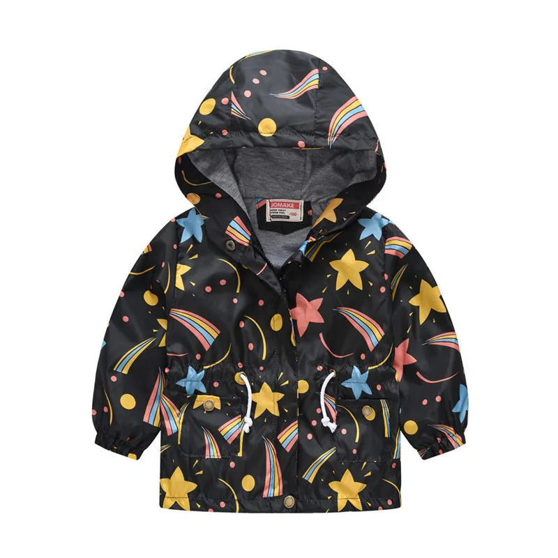 

Boys girls jackets weatherproof fashion printed hooded sports coat 3-8 years baby Multicolor choose high-quality childr clothing