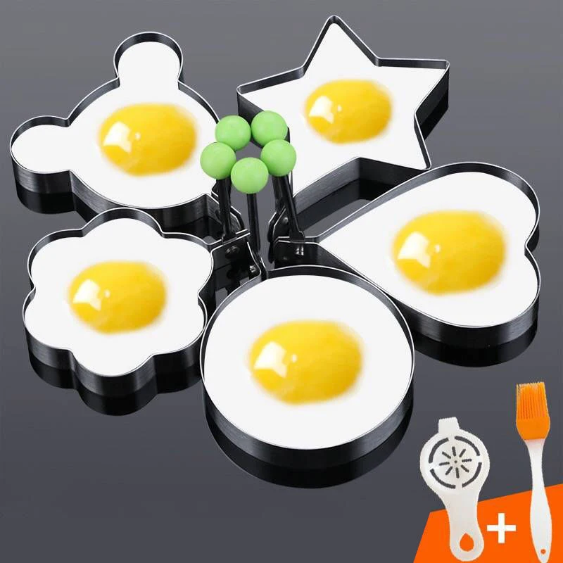 

5Pcs/set Stainless Steel Omelette Mould Creative Fried Egg Pancake Ring Form for Frying Eggs Cooking Tools Kitchen Gadget