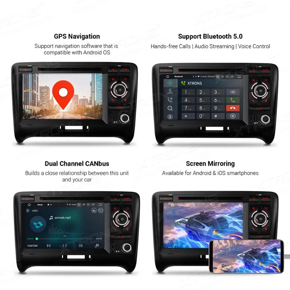 XTRONS Android 10 0 Qualcomm Bluetooth 5 GPS-навигация Радио автомобильный DVD-плеер для Audi TT MK2 8J 2006 2007