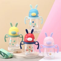 jy water bottle child baby 2 3 years rabbit tritan learning drinking cup milk with scale anti fall water sippy 350ml dy sl267