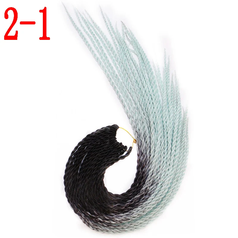 2-1 MERISIHAIR Ombre Сенегальские крученые волосы на крючках косички 24 дюйма 30 корней/упаковка синтетические косички волосы для женщин серый, синий, розовый, бро - Цвет: 2-1