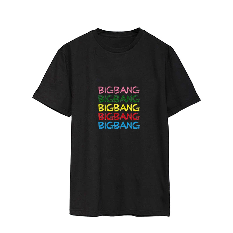 Kpop BIGBANG альбом Белые Розовые рубашки Уличная Повседневная хлопковая футболка с