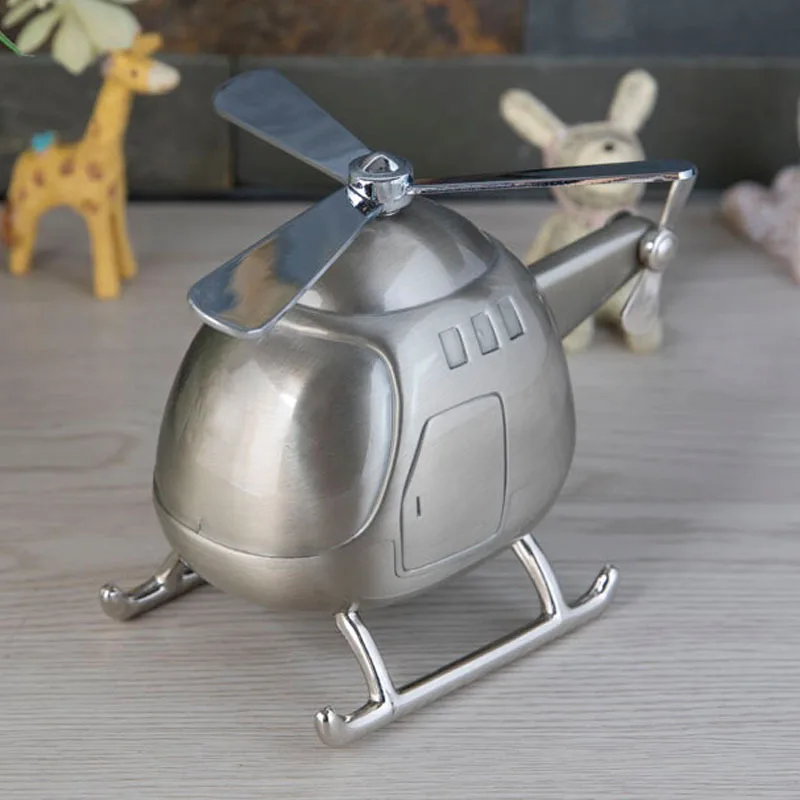 

Creative Helicopter Piggy Bank, Metal Craft Airplane Piggy Bank Home Decoration Ornaments, Children's Gifts Home Decoration