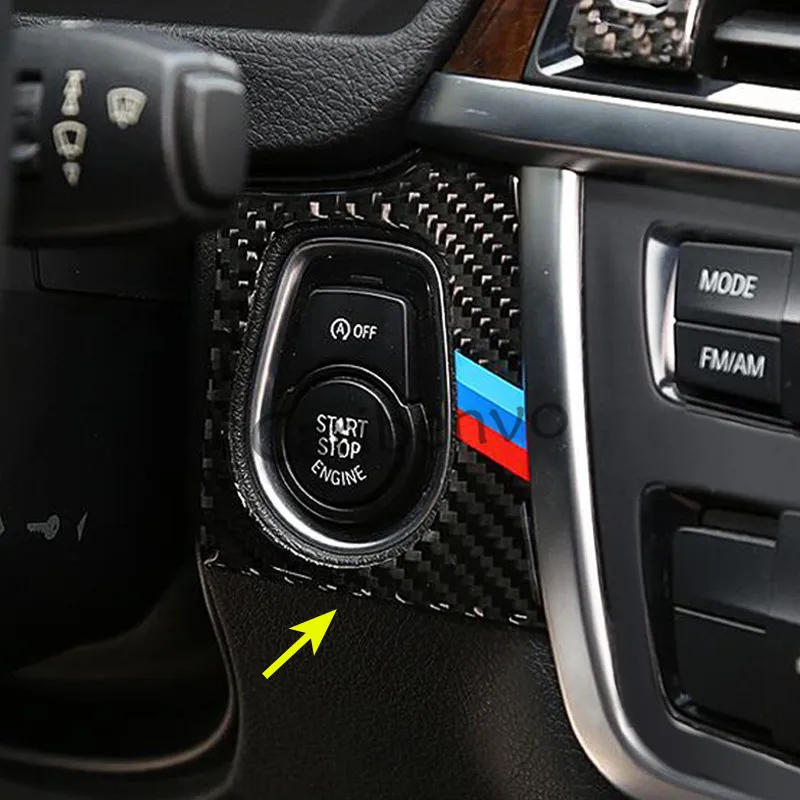 Накладка кнопки запуска двигателя из натурального углеродного волокна для BMW 3 4