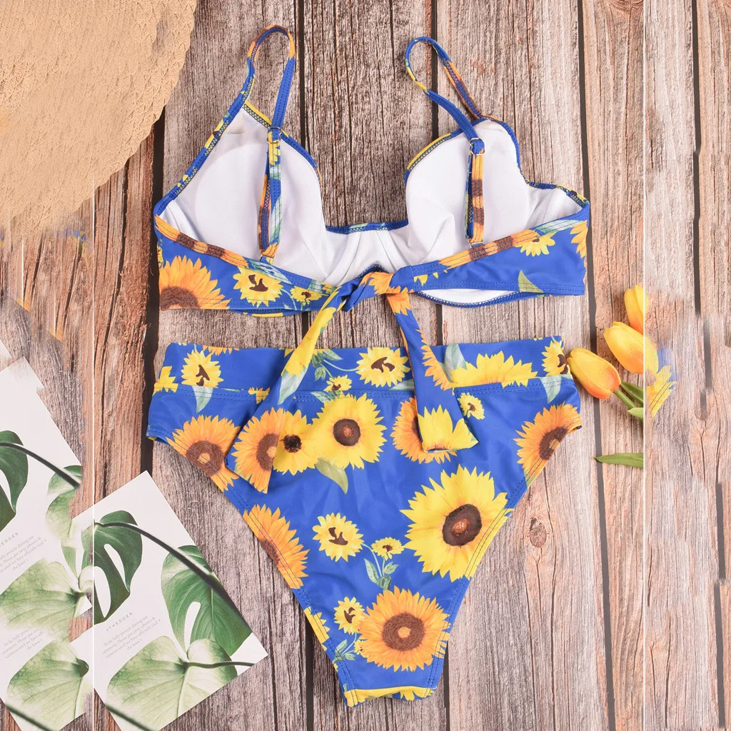 Купальник-бикини с высокой талией и леопардовым принтом | Женская одежда