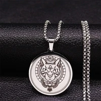 stainless steel egyptian cat cross necklaces menwomen silver color egyptian eye beetle chain necklaces jewelry bijoux xh302s03
