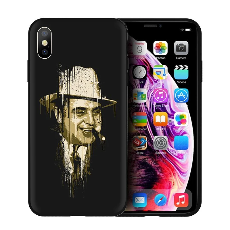 EWAU Al Capone Гангстер Scarface Мягкий силиконовый чехол для телефона iPhone 5 5S SE 6 6s 7 8 plus X XR XS Max - Цвет: B12