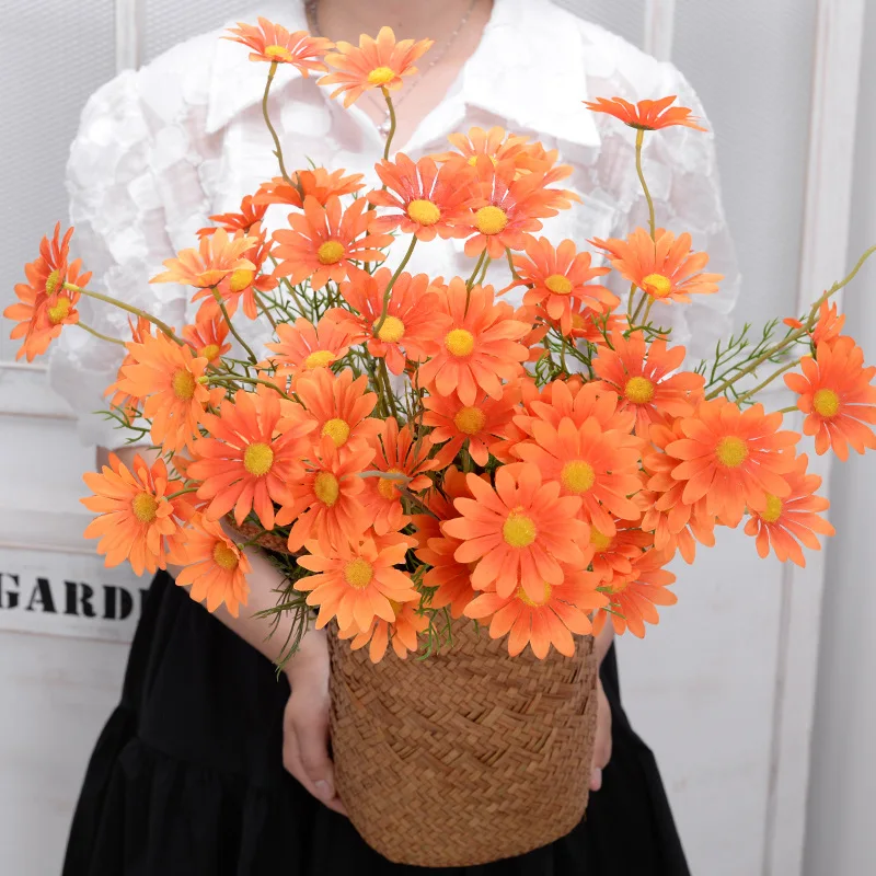 

1 Bouquet Artificial Flowers Gerbera Daisy Silk Chrysanthemum DIY Decorative Flower Bouquet For Wedding Home Room Table Decor