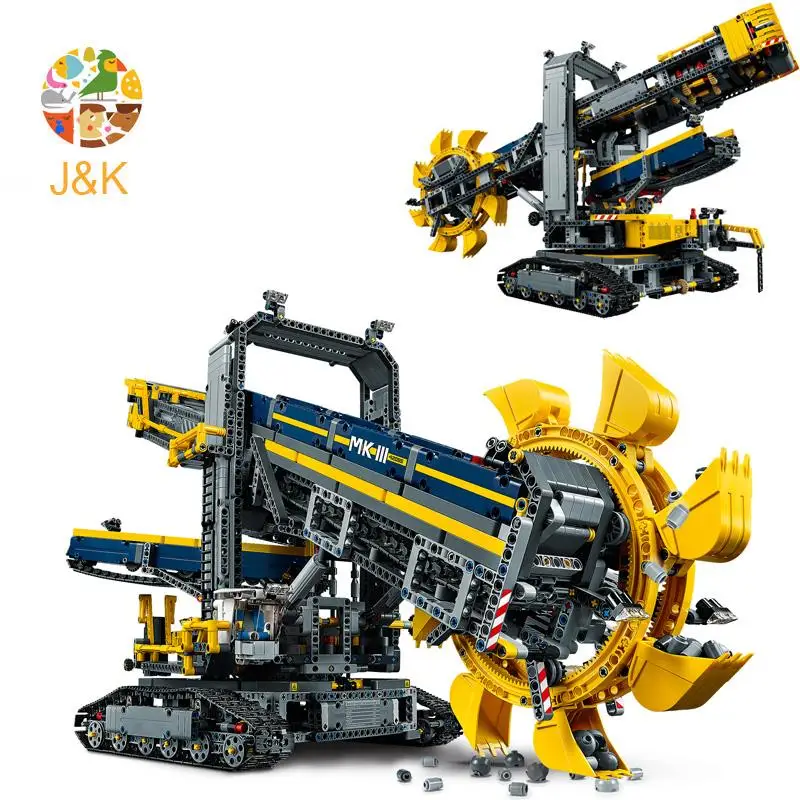42055, 3929 шт., серия Technic, ковшовый колесный экскаватор, строительные блоки, кирпичи, развивающие игрушки для детей, 20015