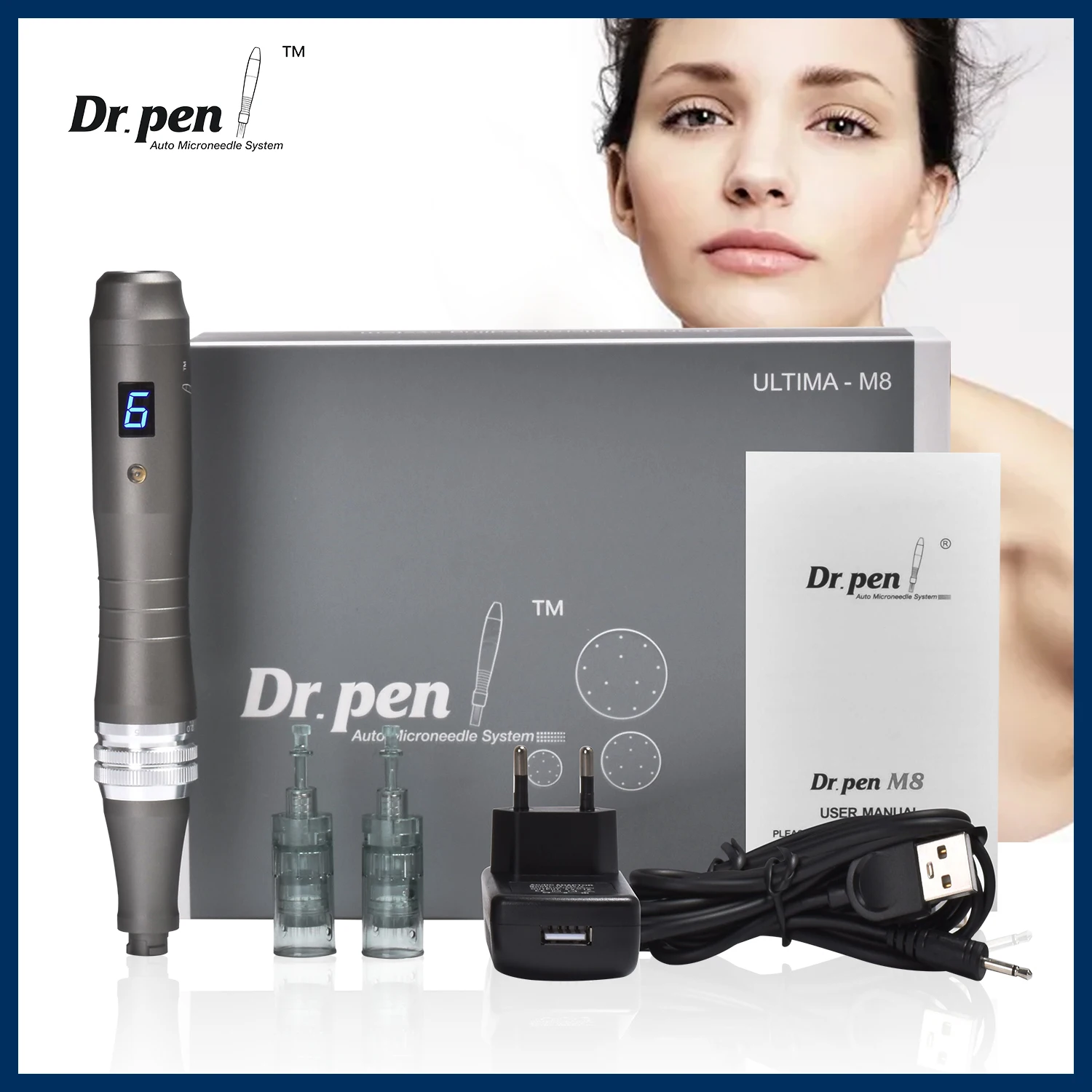 Dr Pen Ultima M8 with 12 Pcs Cartridges Professional Wireless Doctor Pen Microneedling Derma Pen Acne Scar Removal Tattoo Tool