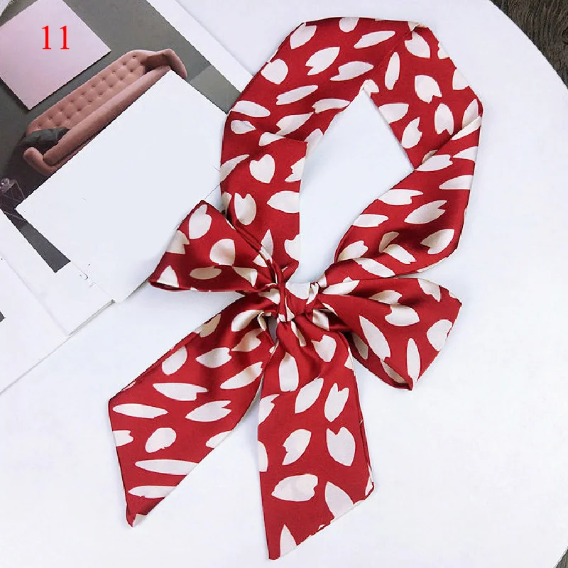 Модный маленький шелковый шарф в горошек Корейском стиле атласный длинный