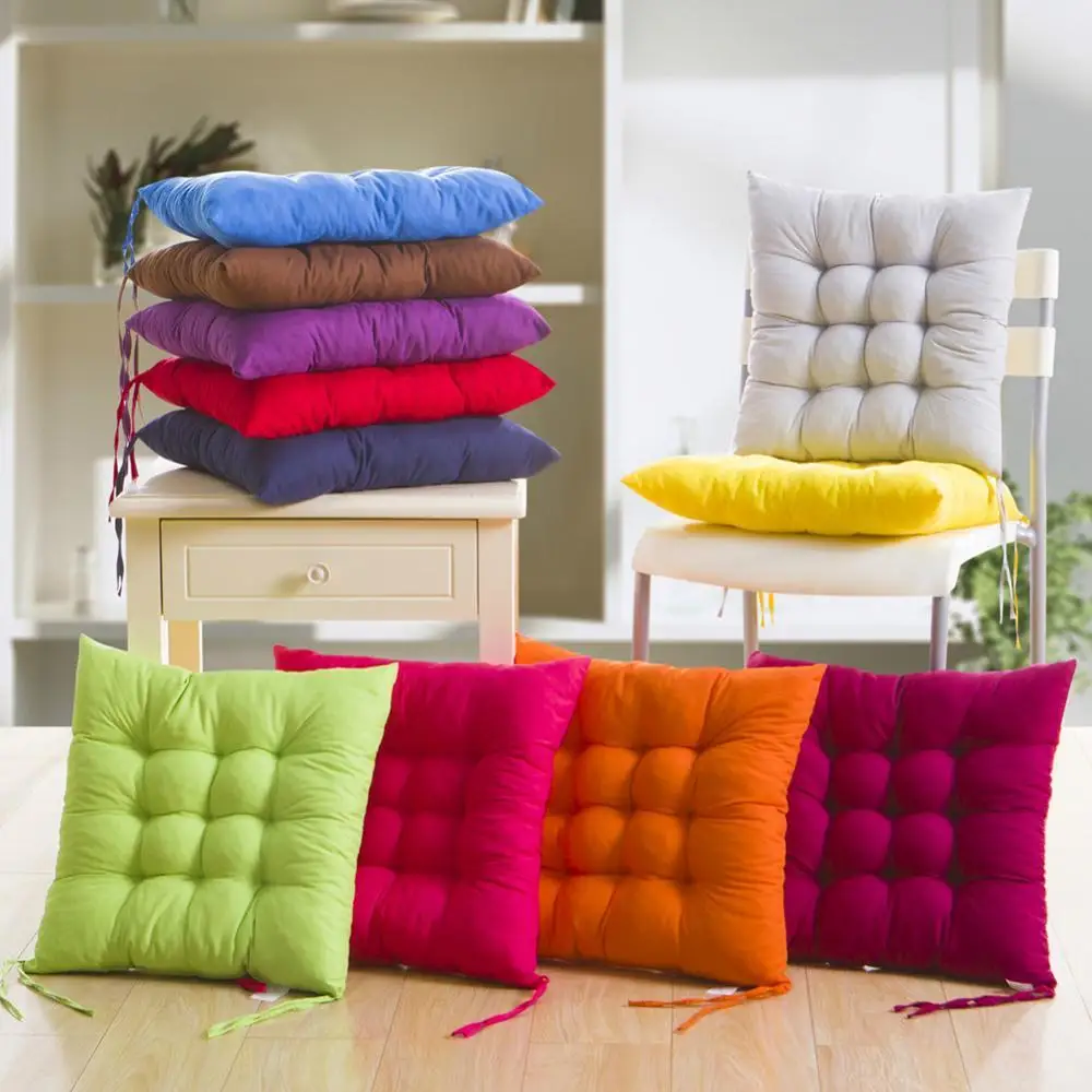 

Soft Thicken Pad Chair Cushion Solid Color Tied Rope Chair Cushion Dining Room Kitchen Office Home Decor Chair Cushion Decor