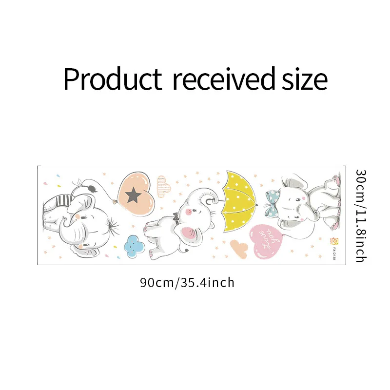 

Three Playing Elephant Balloon Umbrella Self-Adhesive Children Wall Stickers Bedroom Porch Wall Wallpaper