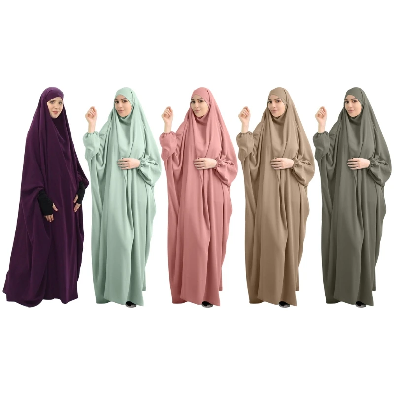 

Женское мусульманское цельнокроеное Молитвенное платье с капюшоном Исламский ИД цзилбаб верхняя абайя кафтан с хиджабом Дубай Рамадан пла...