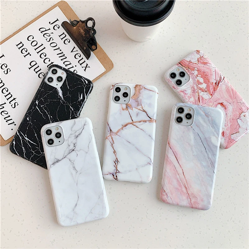 

Fashion Granite Phone Case For iPhone11 12 Pro Mini X XR XS Max 8 7 Plus Max SE 2020 Shockproof Marble Stone Soft IMD Back Cover